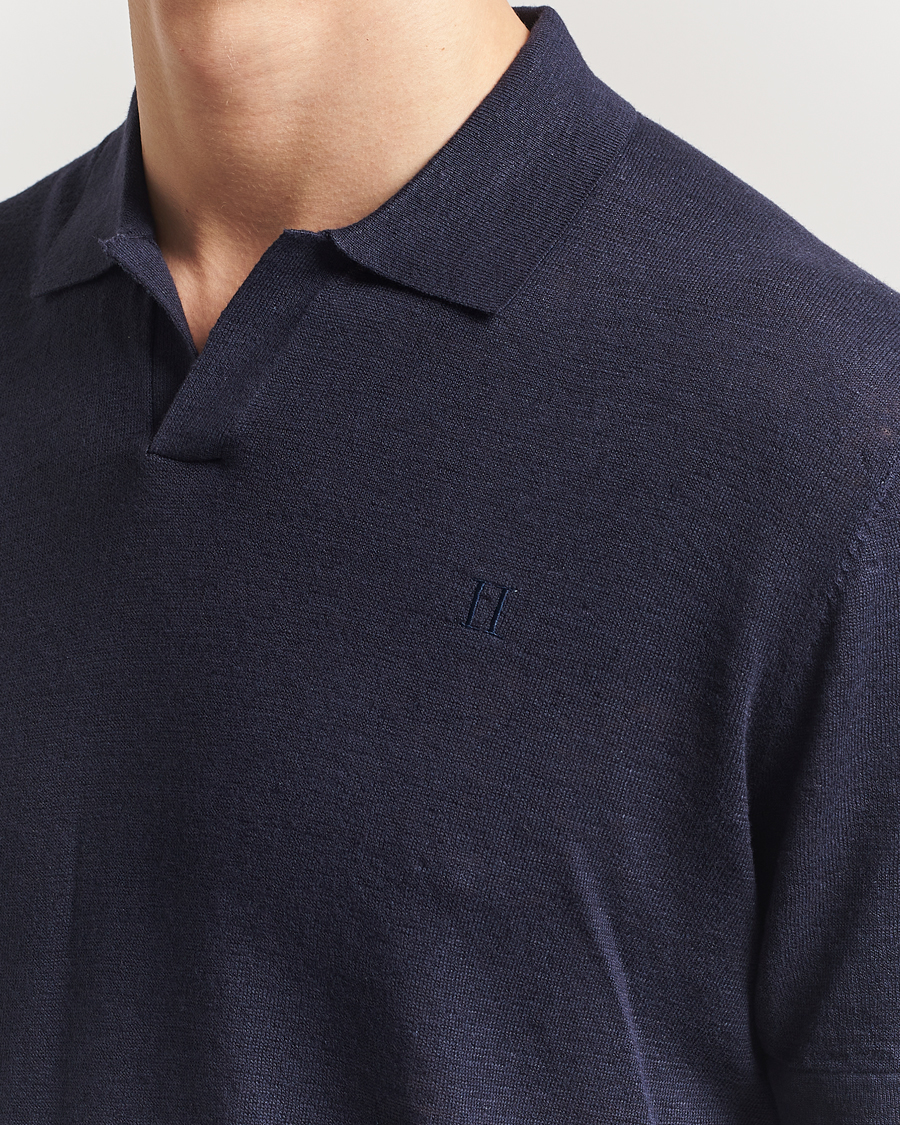 Herren | Poloshirts | LES DEUX | Emmanuel Linen/Cotton Polo Knit Dark Navy