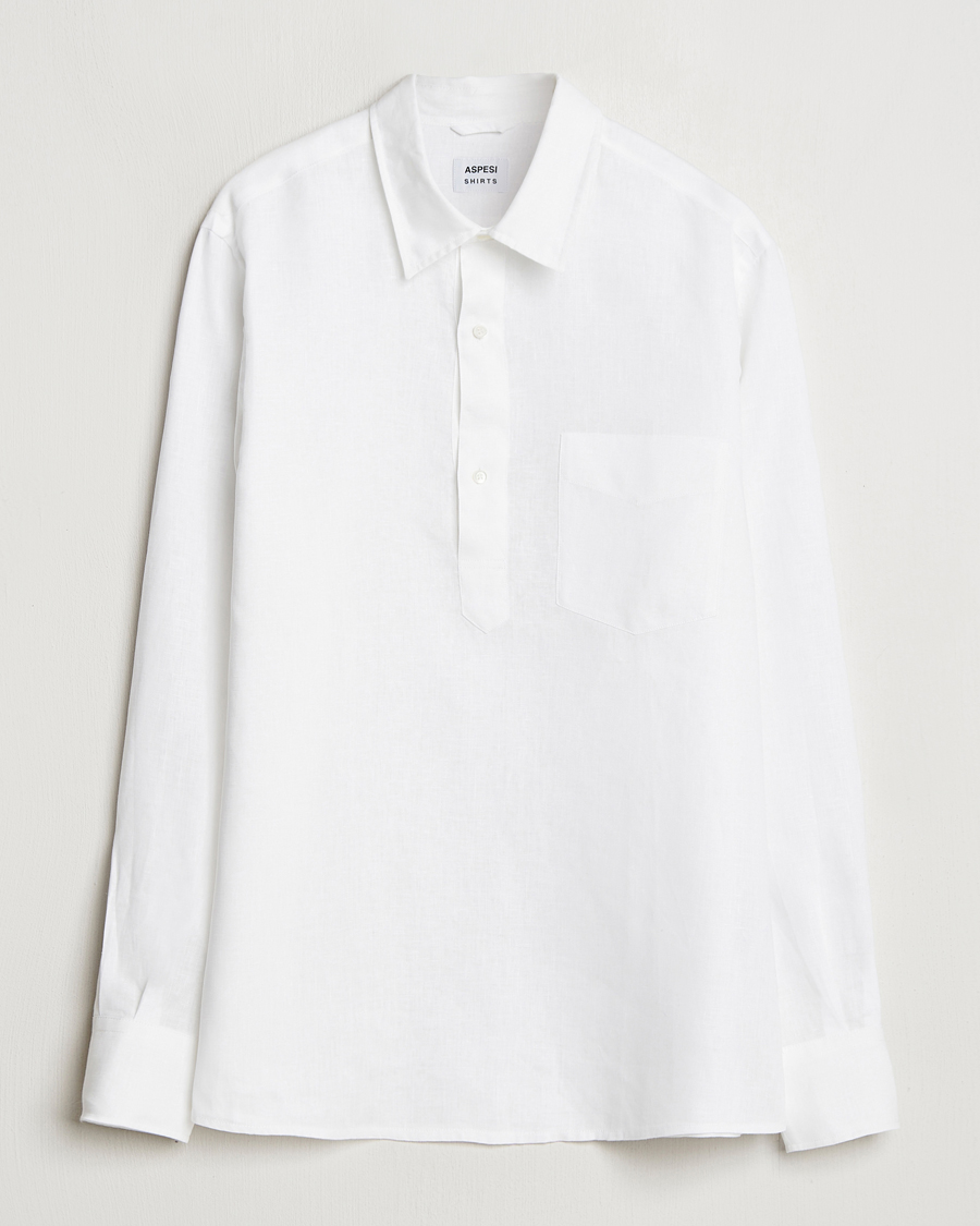 Herren | Hemden | Aspesi | Linen Popover Shirt White