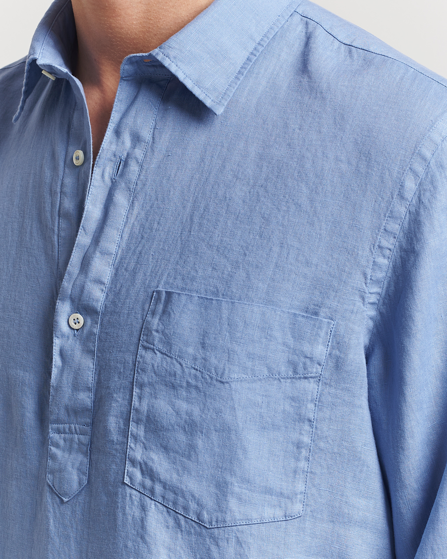 Herren | Hemden | Aspesi | Linen Popover Shirt Azzurro