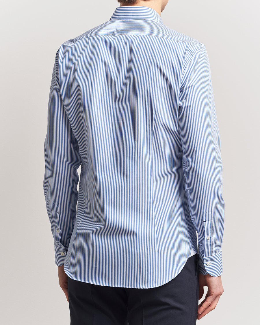 Herren | Hemden | Mazzarelli | Soft Cotton Cut Away Shirt Blue Stripe