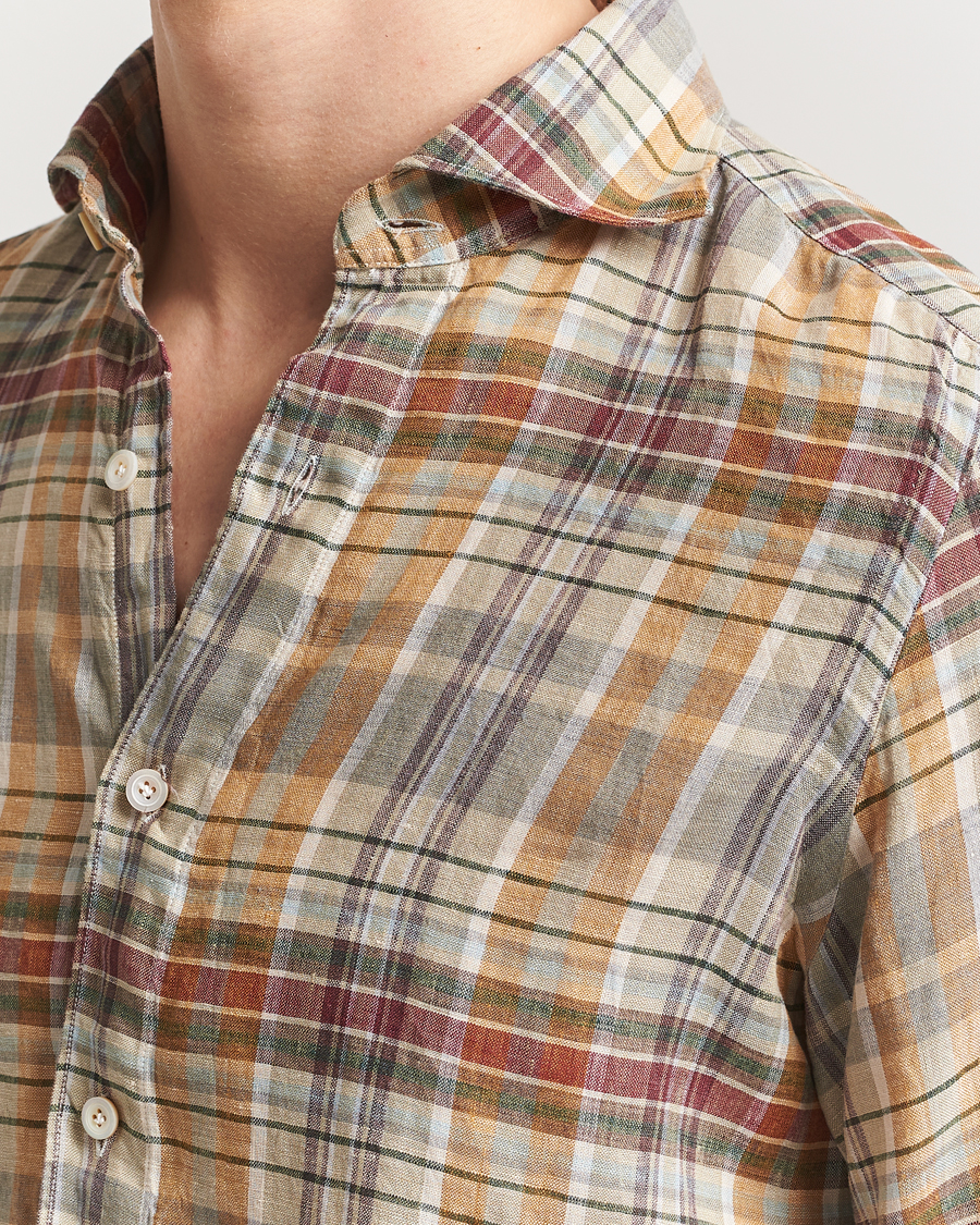 Herren | Hemden | Finamore Napoli | Gaeta Linen Shirt Beige Check