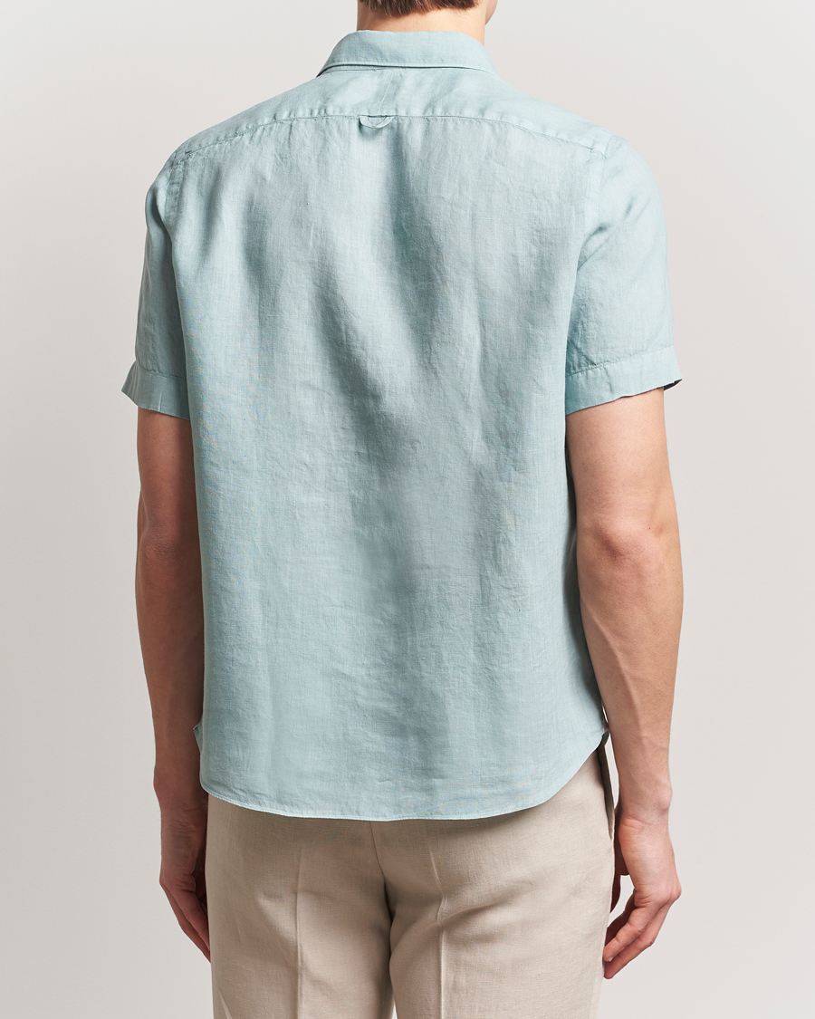 Herren | Hemden | Finamore Napoli | Linen Short Sleeve Sport Shirt Teal