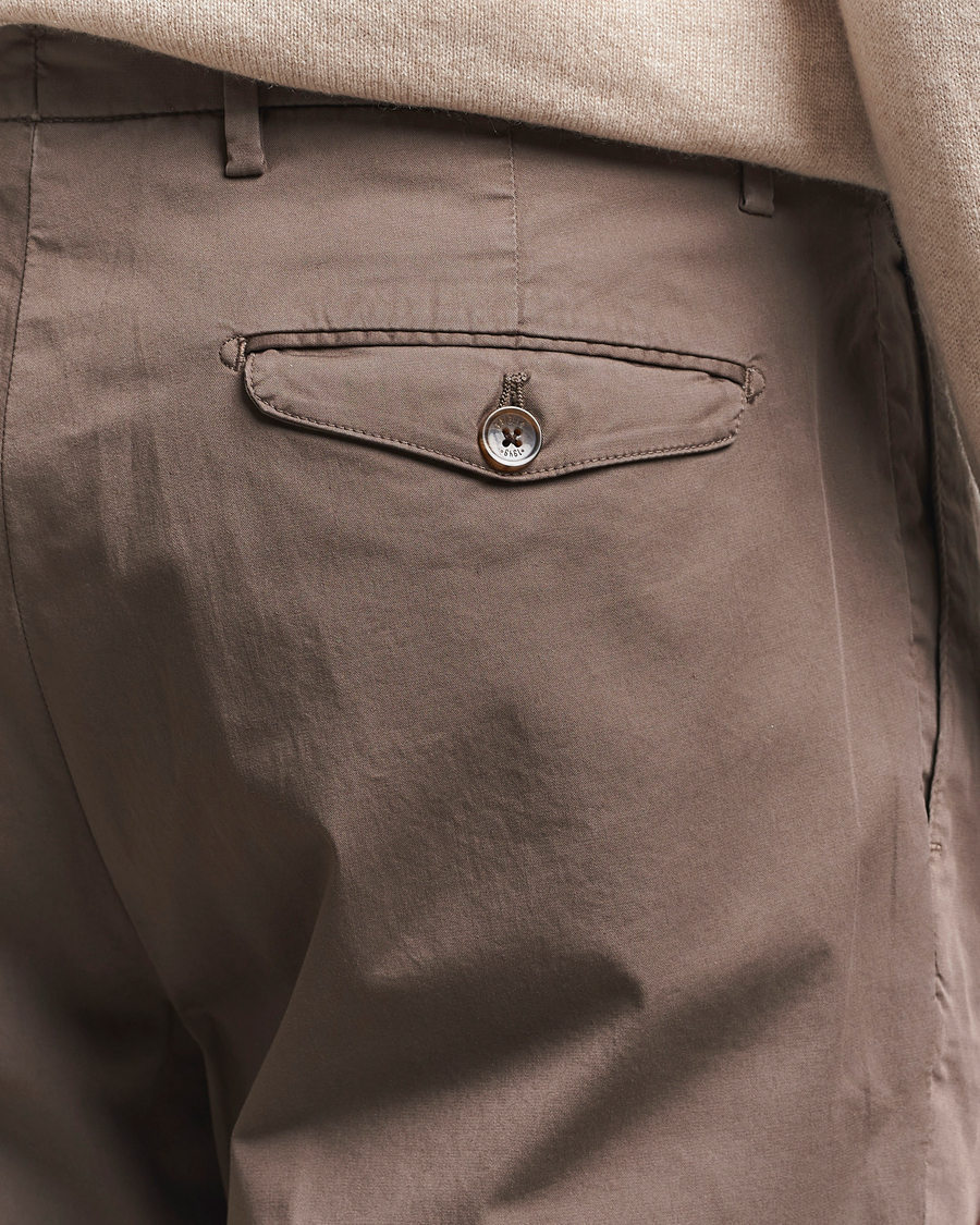 Herren | Hosen | Briglia 1949 | Easy Fit Pleated Cotton Stretch Chino Brown