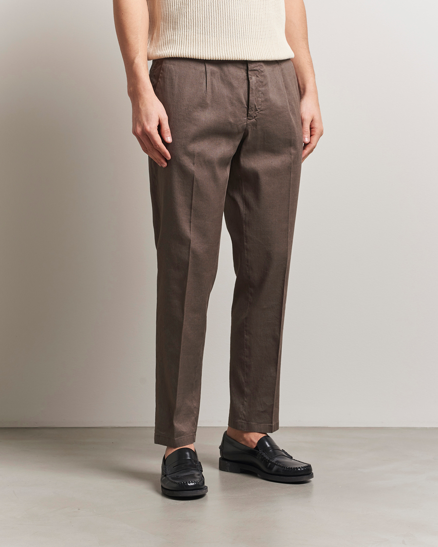 Herren | Hosen | Briglia 1949 | Pleated Linen Trousers Brown