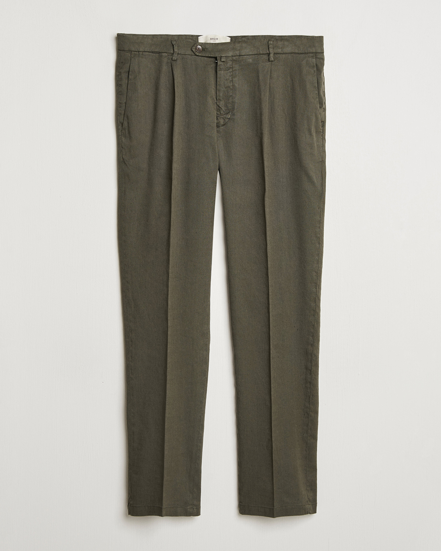 Herren | Hosen | Briglia 1949 | Pleated Linen Trousers Olive