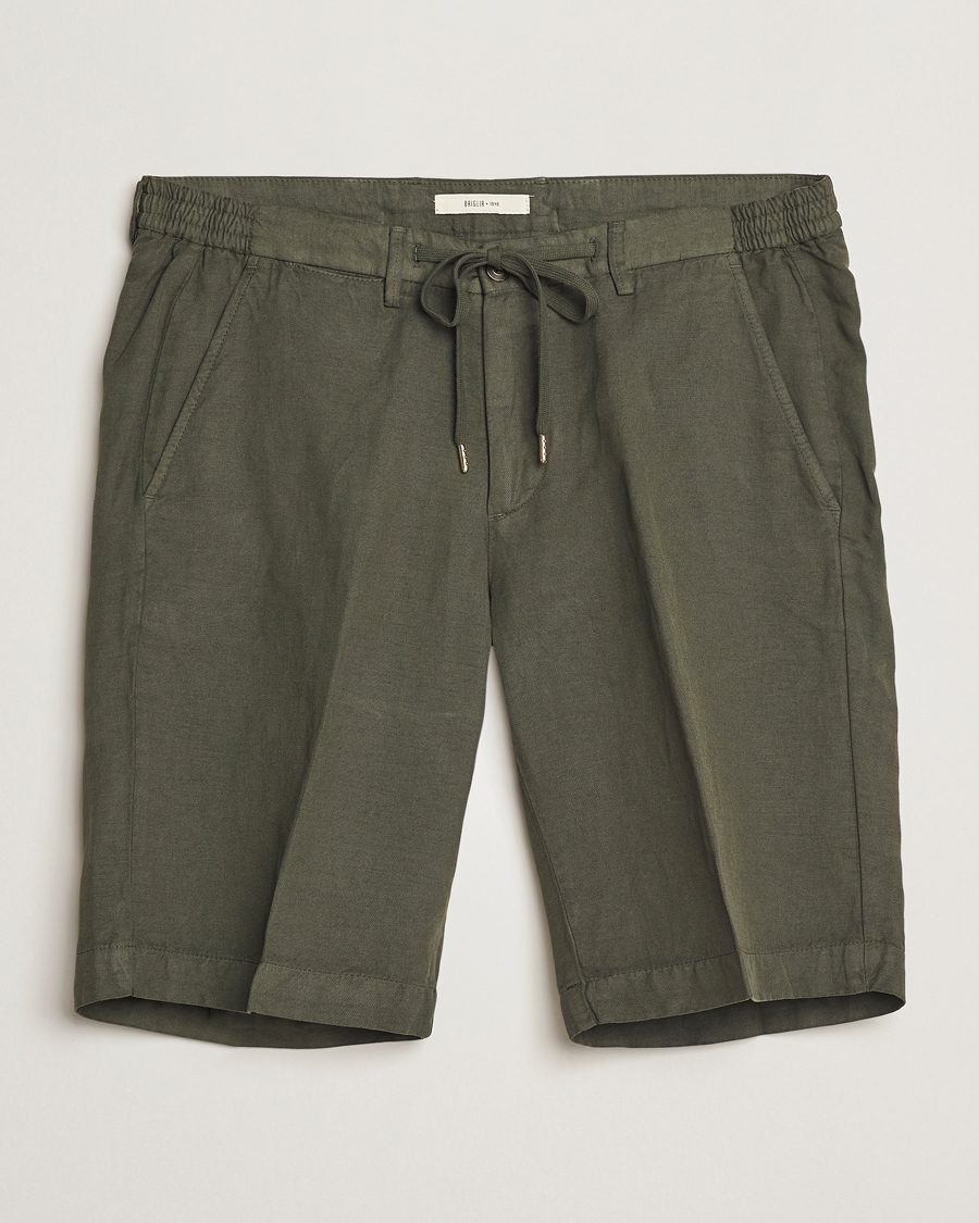 Herren | Shorts | Briglia 1949 | Linen/Cotton Drawstring Shorts Olive