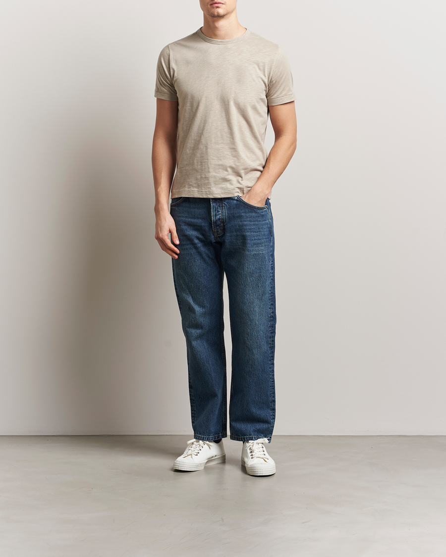 Herren | T-Shirts | Merz b. Schwanen | Organic Pima Cotton Slub Crew Neck T-Shirt Greige