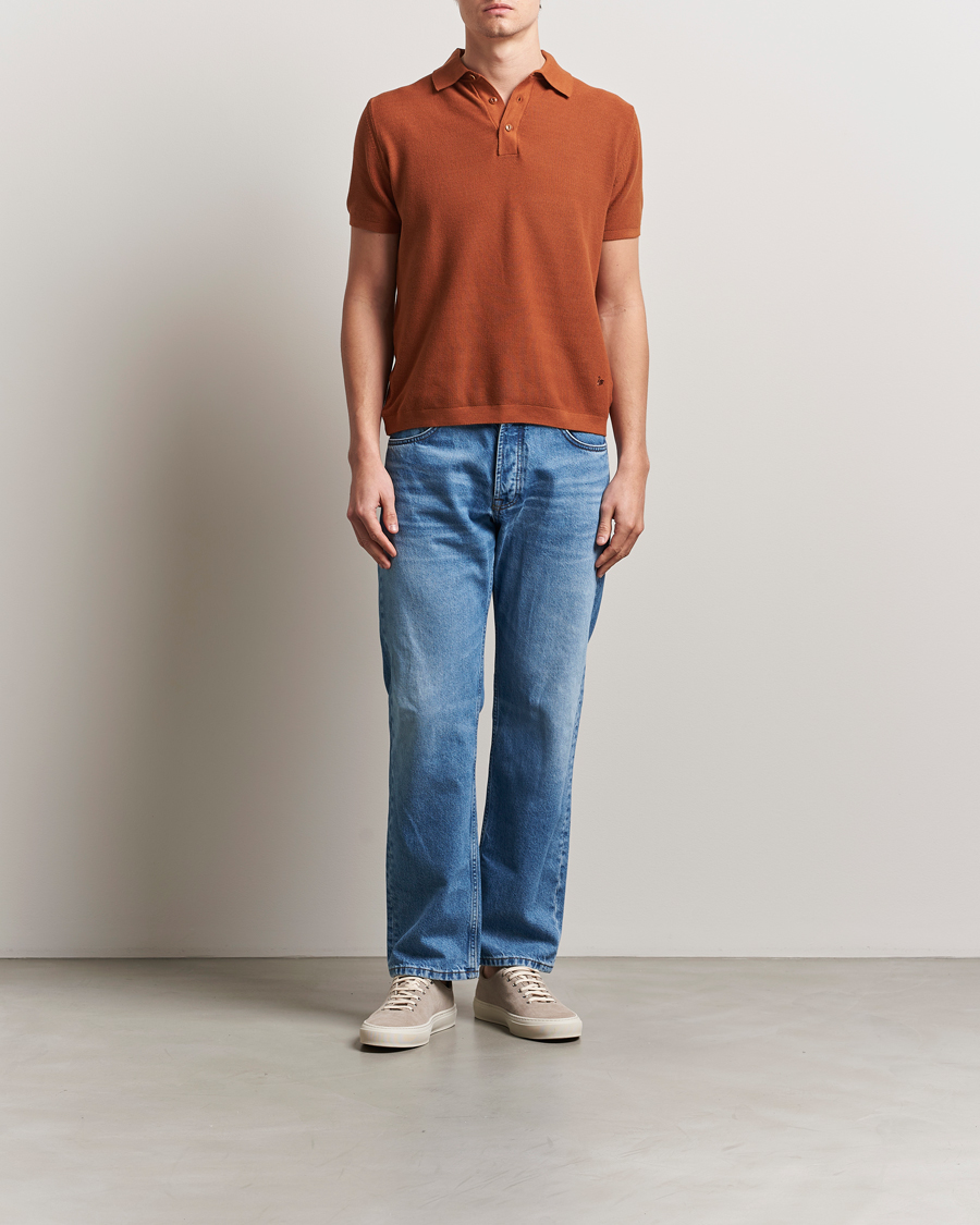 Herren | Poloshirts | Merz b. Schwanen | Relaxed Fit Knitted Polo Caramel