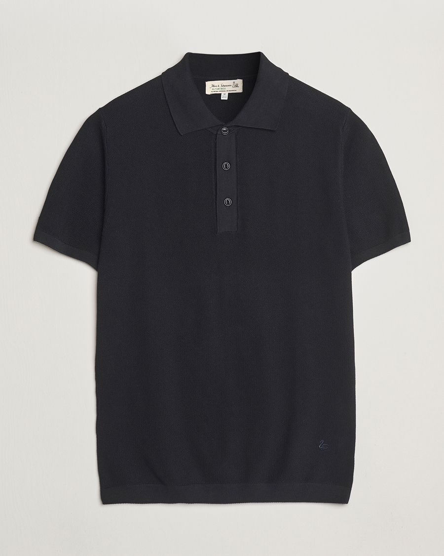 Herren | Poloshirts | Merz b. Schwanen | Relaxed Fit Knitted Polo Black