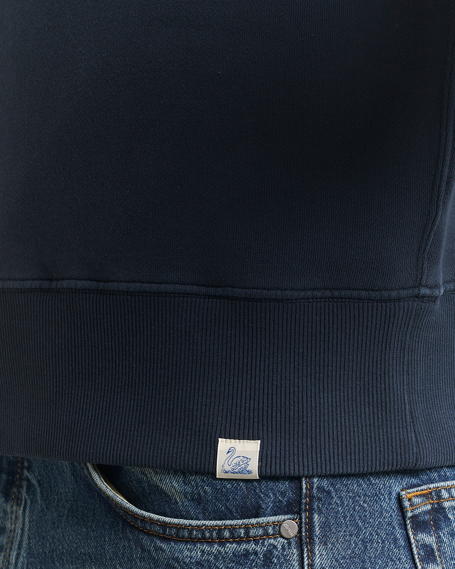 Herren | Pullover | Merz b. Schwanen | Relaxed Fit Vintage Fleece Half Zip Sweat Denim Blue