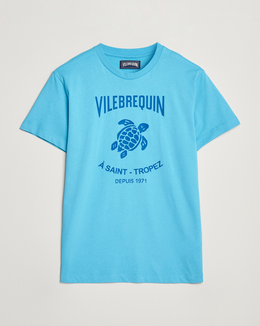 Herren | T-Shirts | Vilebrequin | Printed Crew Neck T-Shirt Topaze Bleue