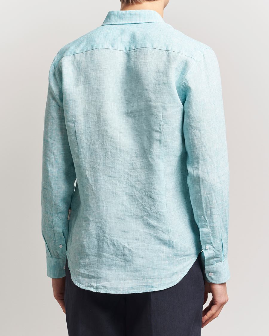 Herren | Hemden | Orlebar Brown | Giles Long Sleeve Linen Shirt Aqua Blue/White