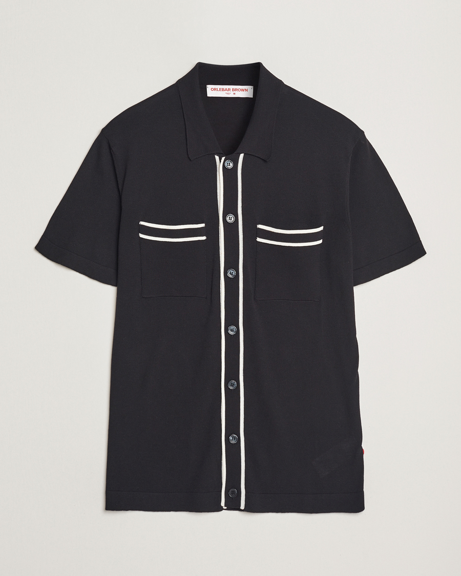 Herren | Hemden | Orlebar Brown | Keeling Silk/Cotton Knitted Shirt Black/White Sand