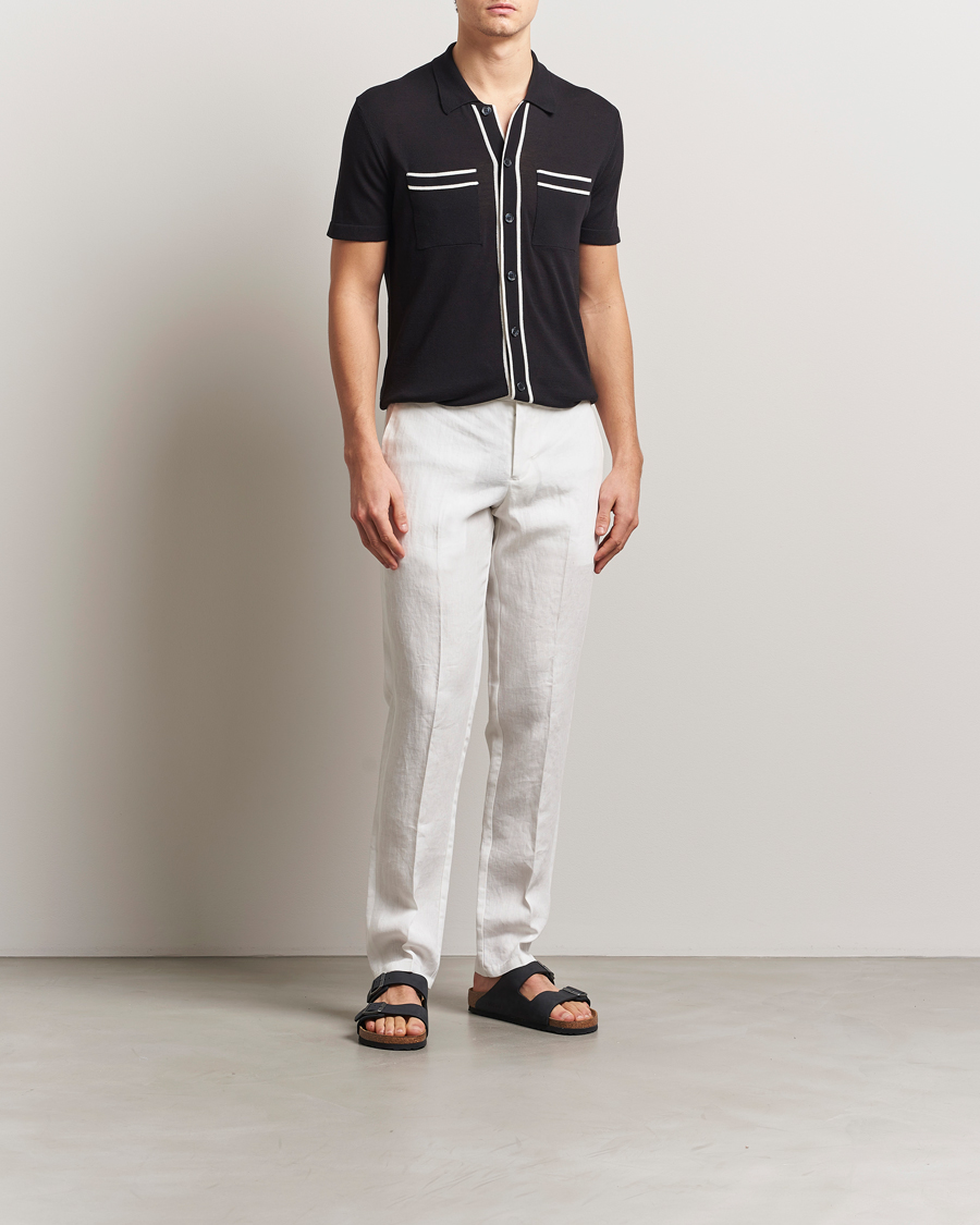 Herren | Hemden | Orlebar Brown | Keeling Silk/Cotton Knitted Shirt Black/White Sand