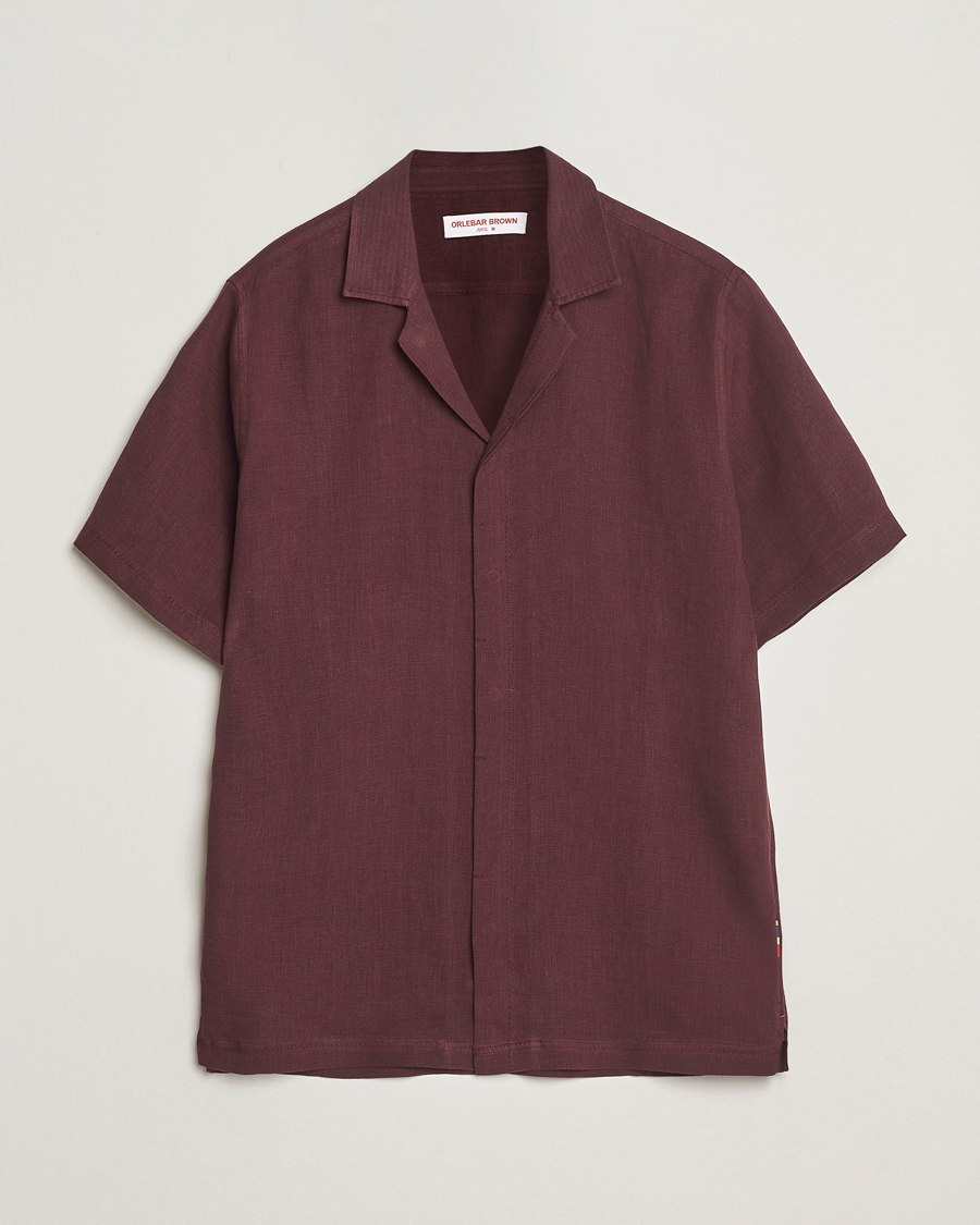 Herren | Hemden | Orlebar Brown | Maitan II Short Sleeve Linen Shirt Damson