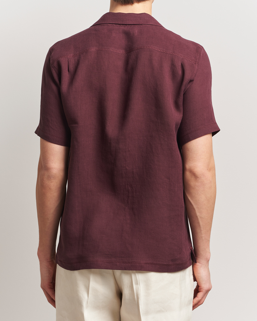 Herren | Hemden | Orlebar Brown | Maitan II Short Sleeve Linen Shirt Damson