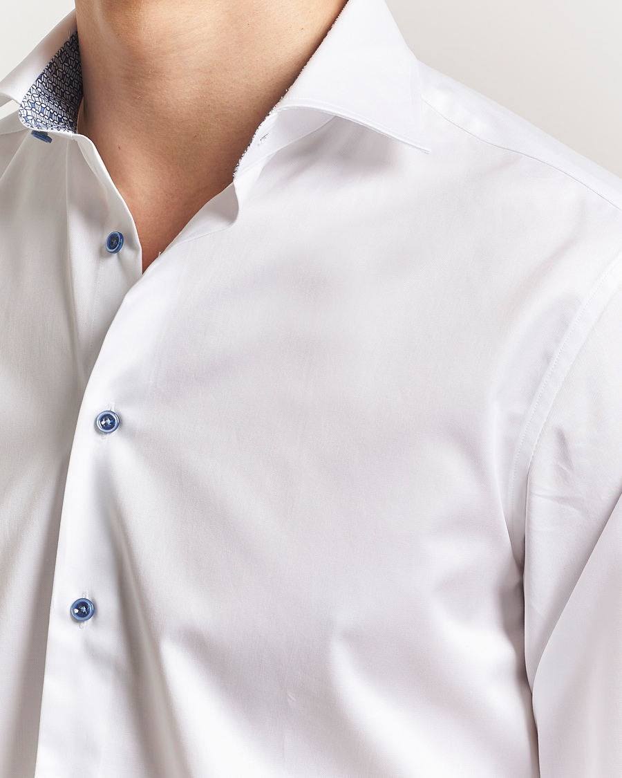 Herren | Hemden | Stenströms | Fitted Body Contrast Cotton Twill Shirt White