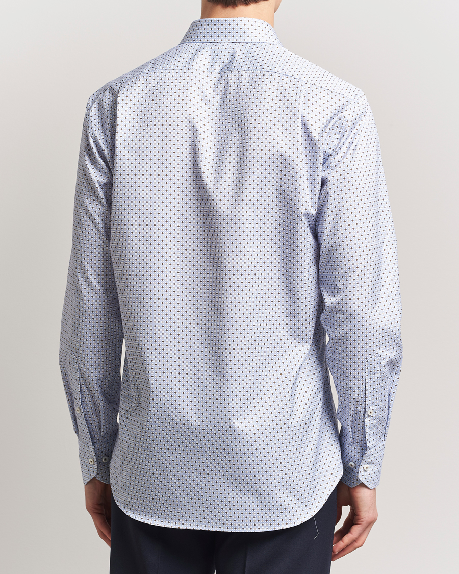 Herren | Hemden | Stenströms | Fitted Body Printed Cut Away Shirt Blue