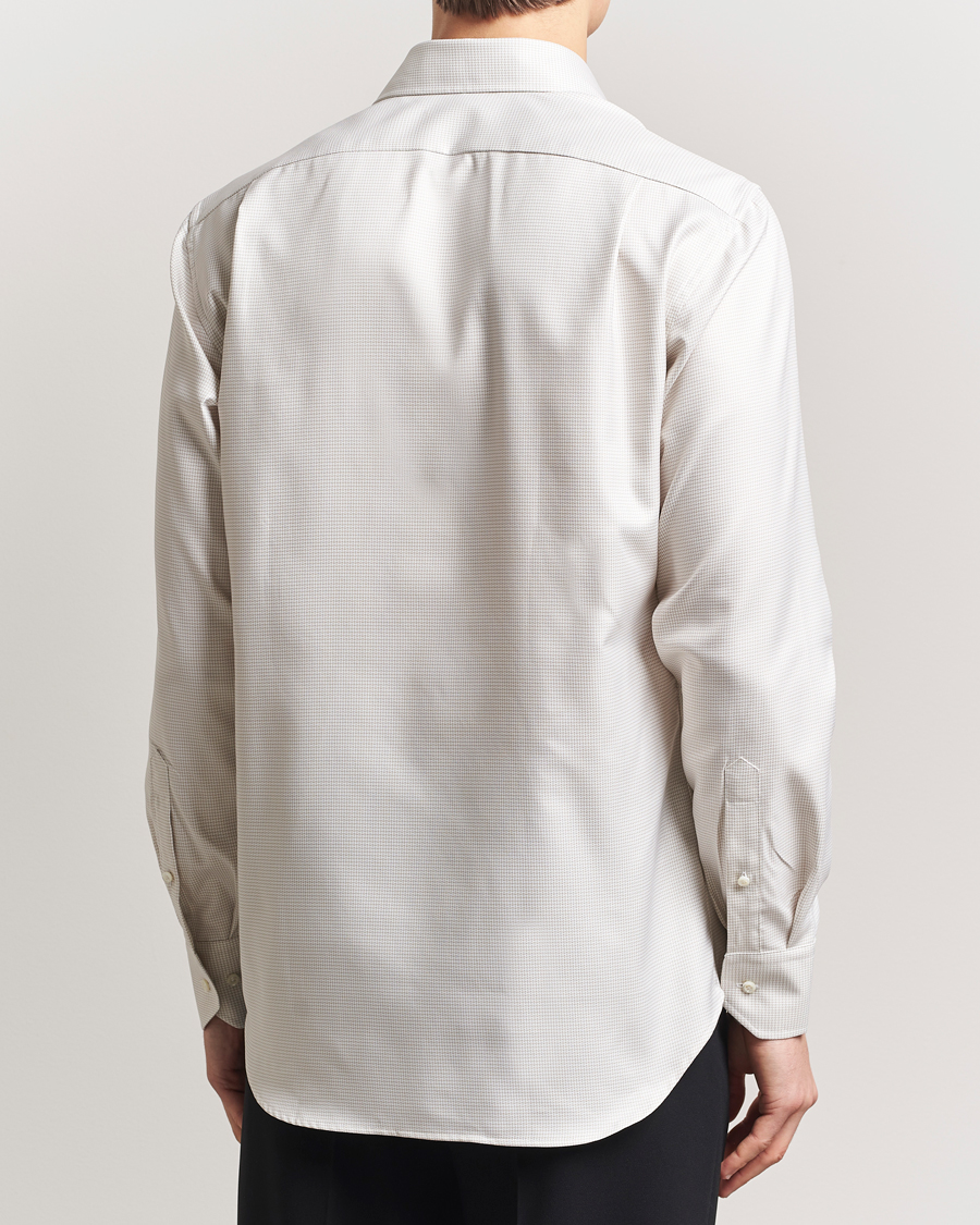 Herren | Hemden | Stenströms | Fitted Body Small Houndstooth Shirt Beige