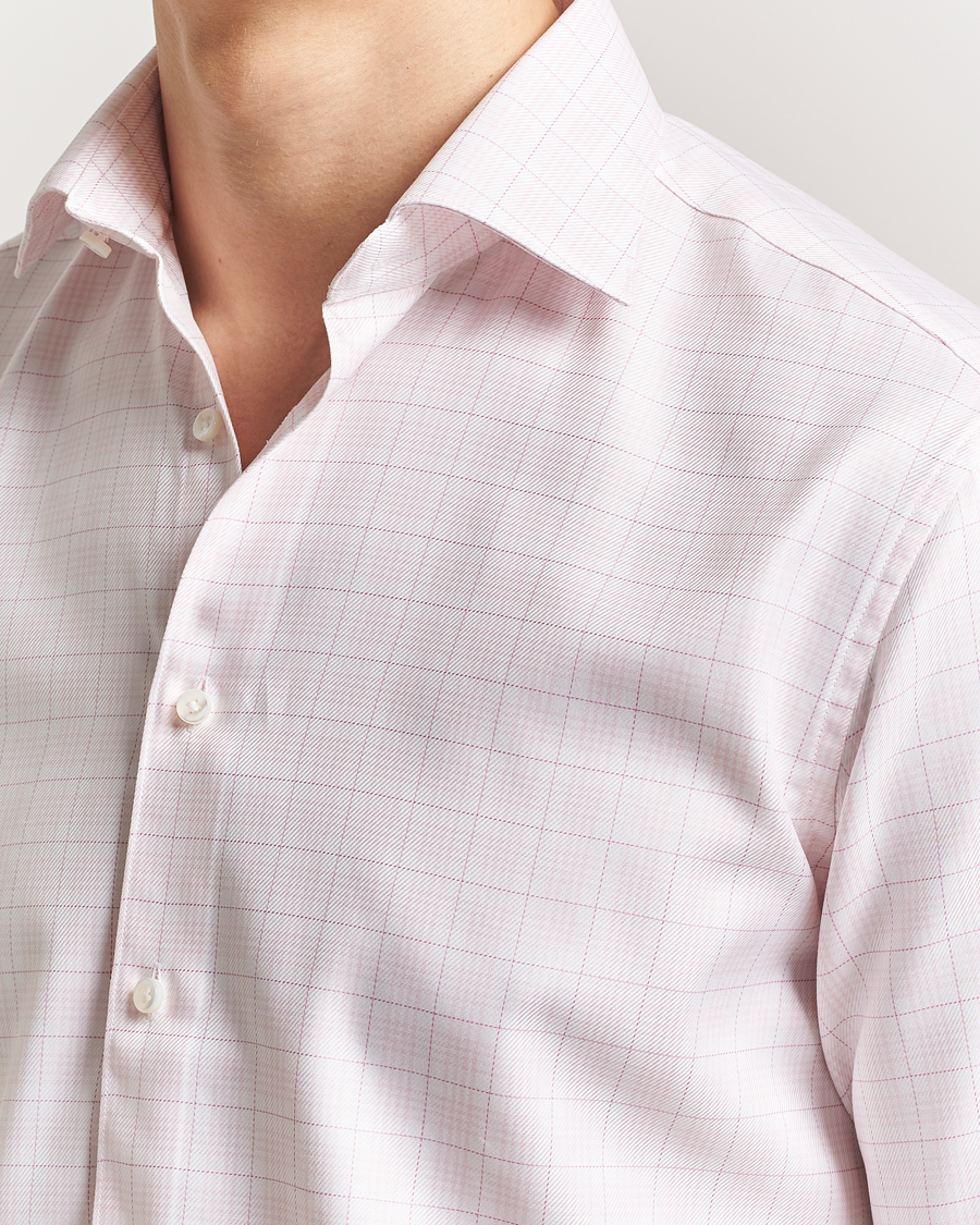 Herren | Hemden | Stenströms | Fitted Body Checked Shirt Pink