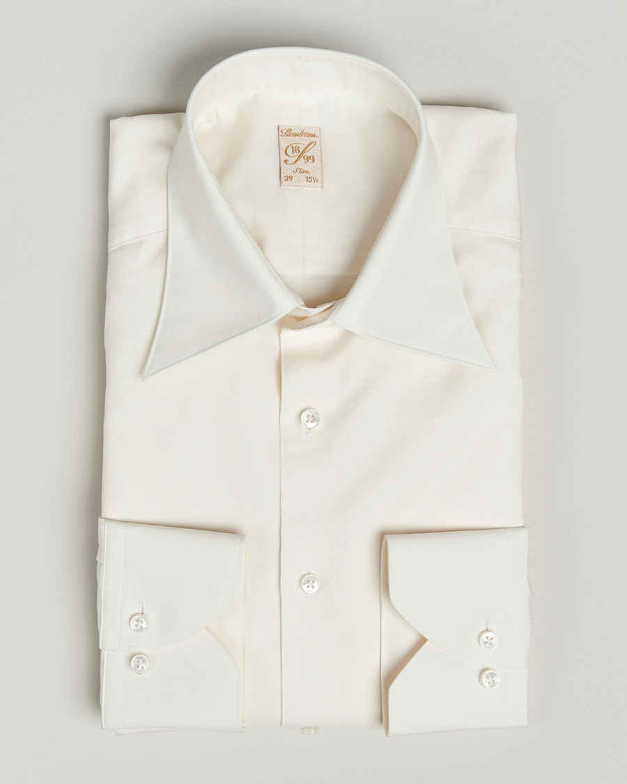 Herren | Hemden | Stenströms | 1899 Slimline Cotton/Linen/Silk Shirt White