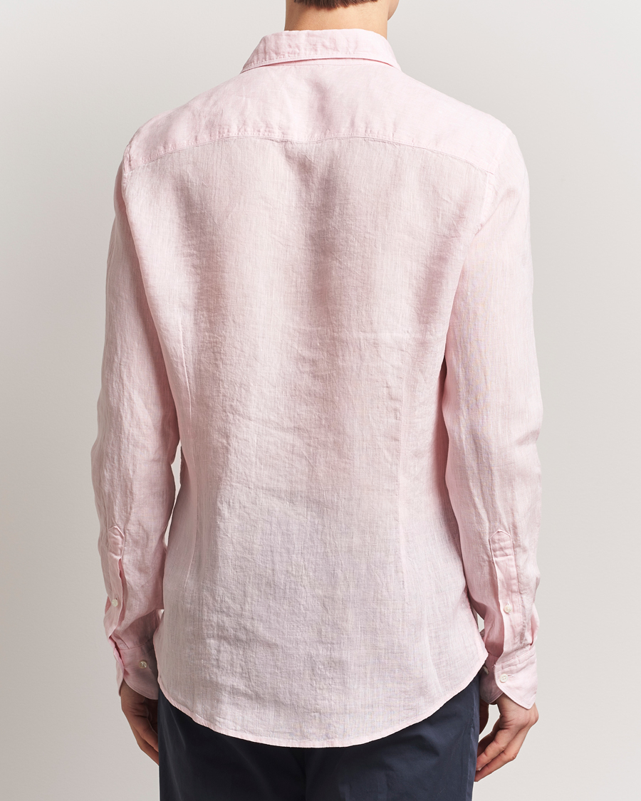 Herren | Hemden | Stenströms | Slimline Cut Away Linen Shirt Soft Pink