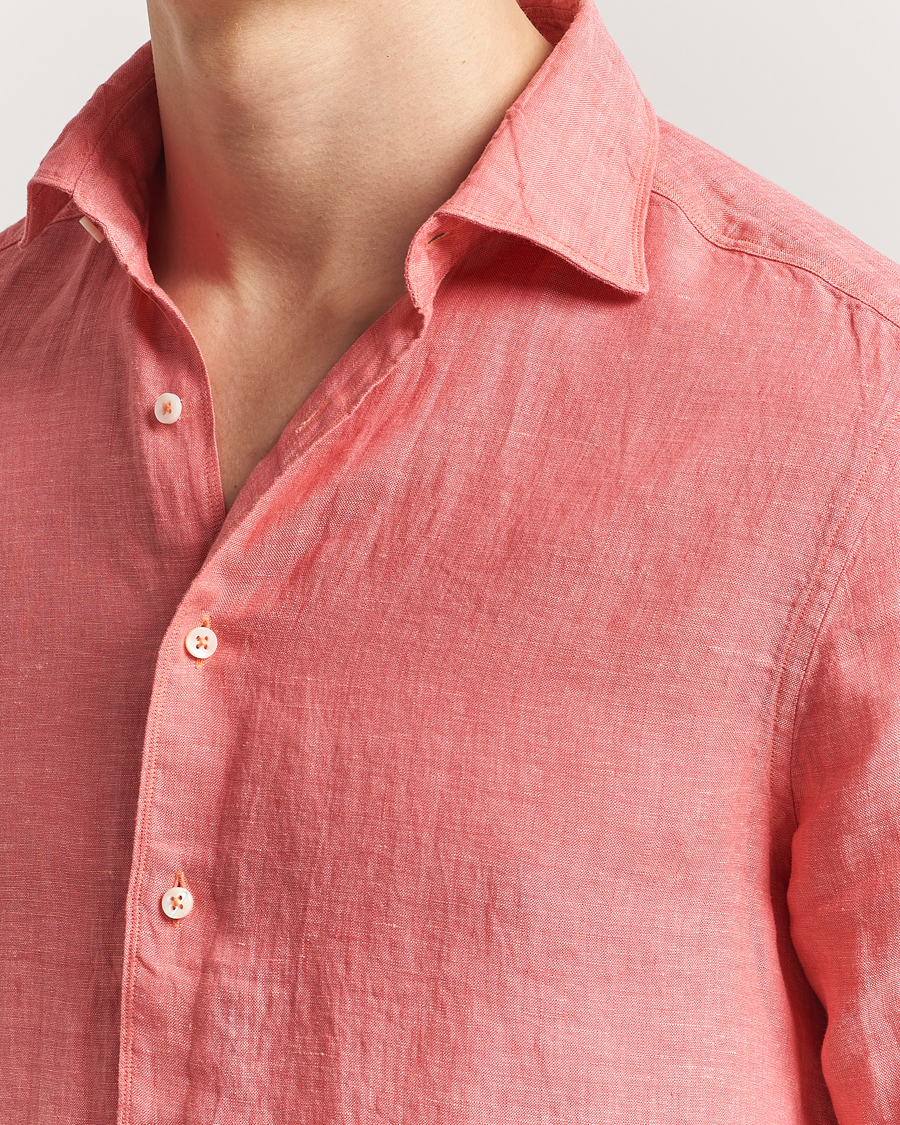 Herren | Hemden | Stenströms | Slimline Cut Away Linen Shirt Rasberry