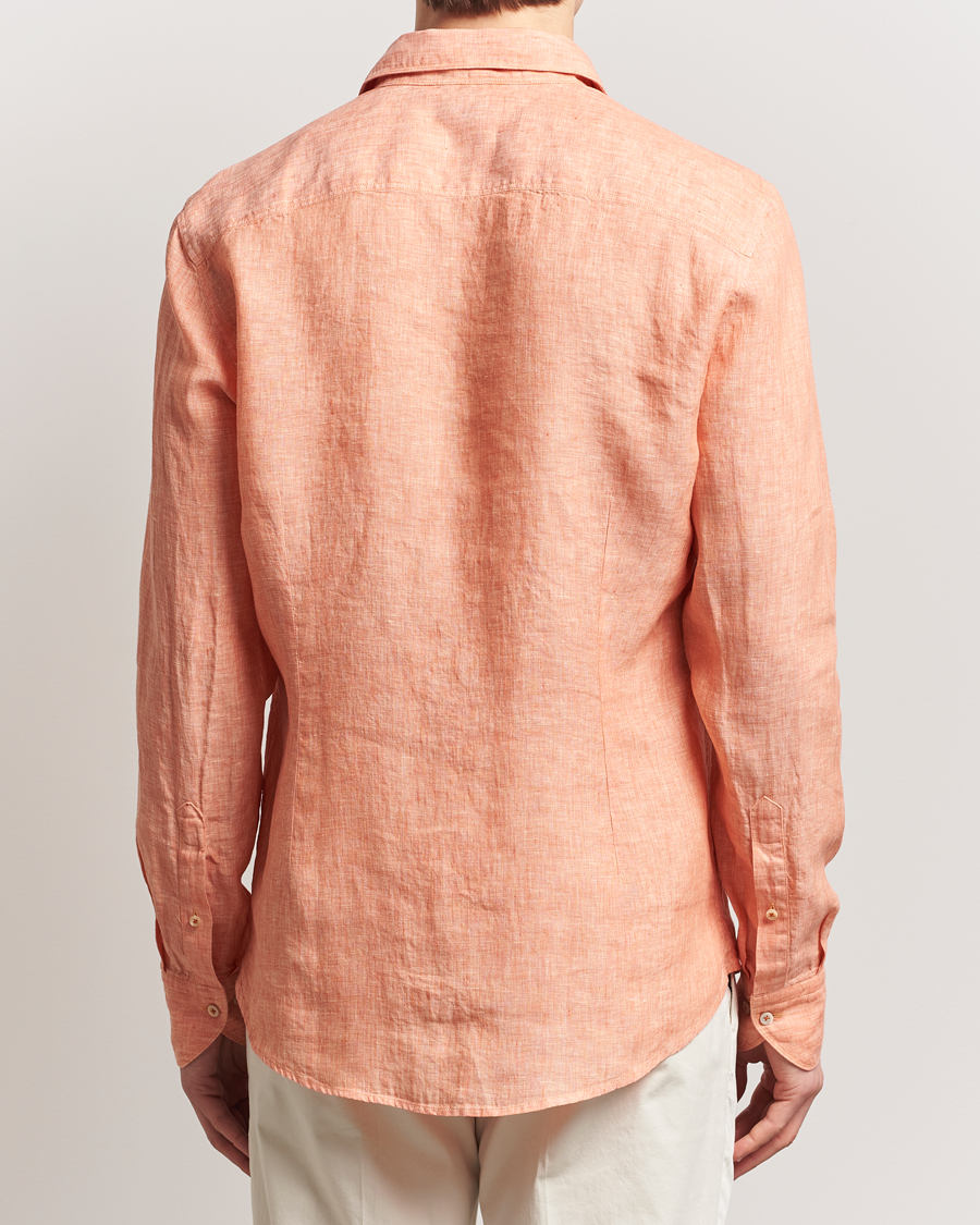 Herren | Hemden | Stenströms | Slimline Cut Away Linen Shirt Orange