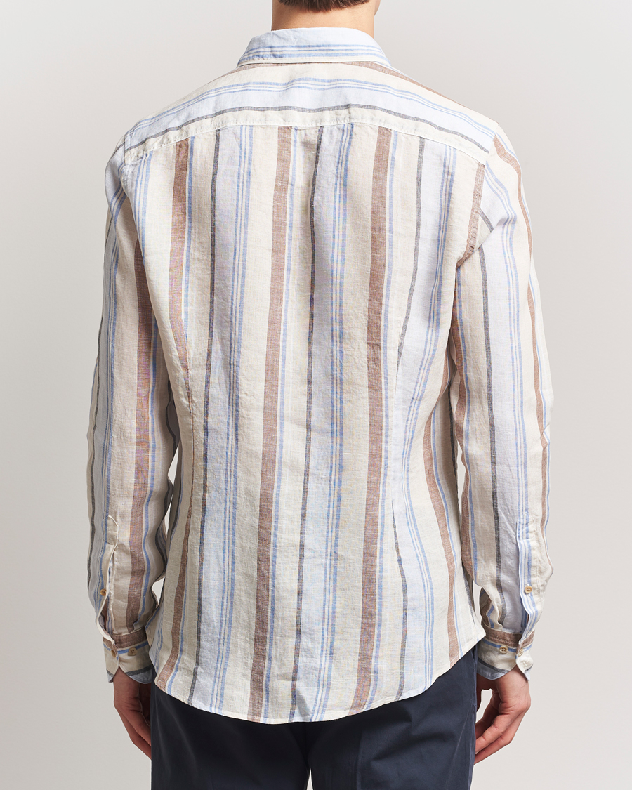 Herren | Hemden | Stenströms | Slimline Multi Striped Linen Shirt Beige