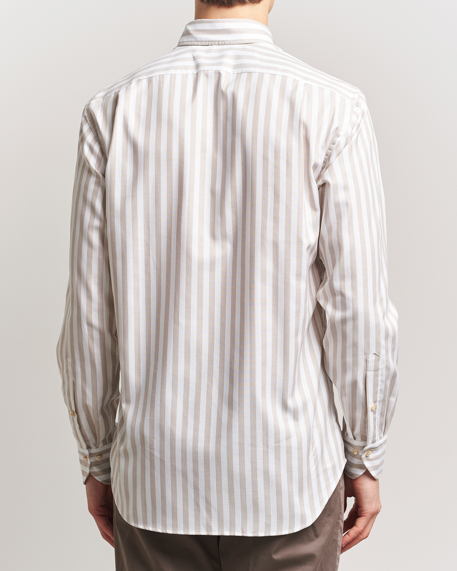 Herren | Hemden | Stenströms | Fitted Body Wide Stripe Oxford Shirt Beige