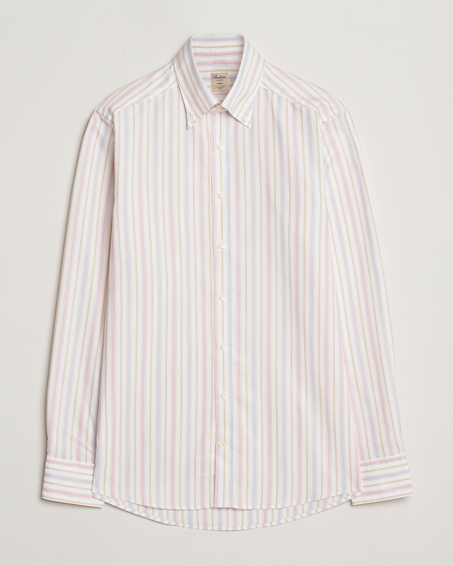 Herren | Hemden | Stenströms | Slimline Multi Striped Oxford Shirt White