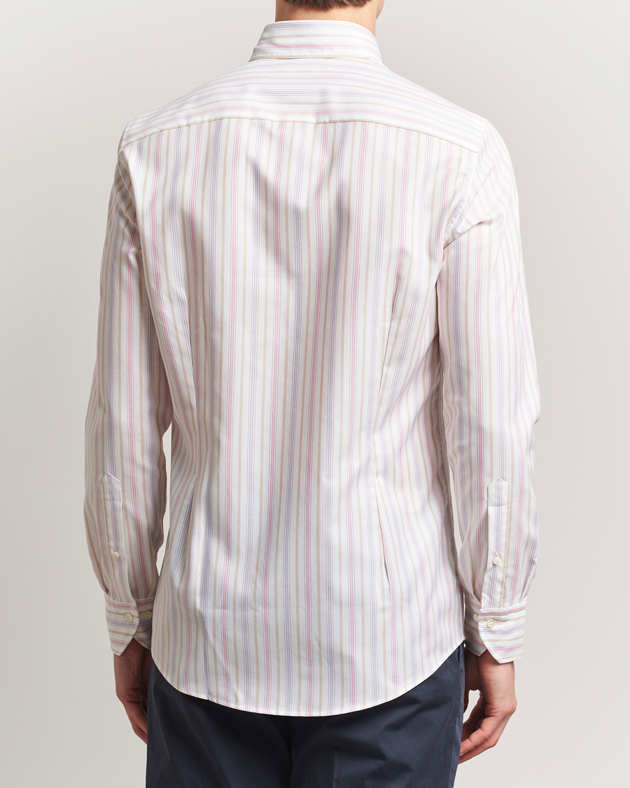 Herren | Hemden | Stenströms | Slimline Multi Striped Oxford Shirt White