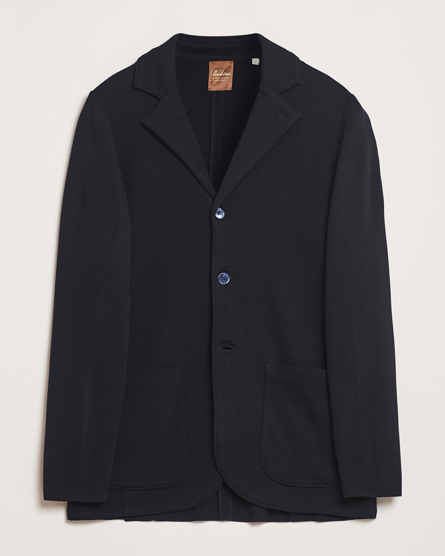 Herren | Sakkos | Stenströms | Milano Knitted Merino Blazer Navy