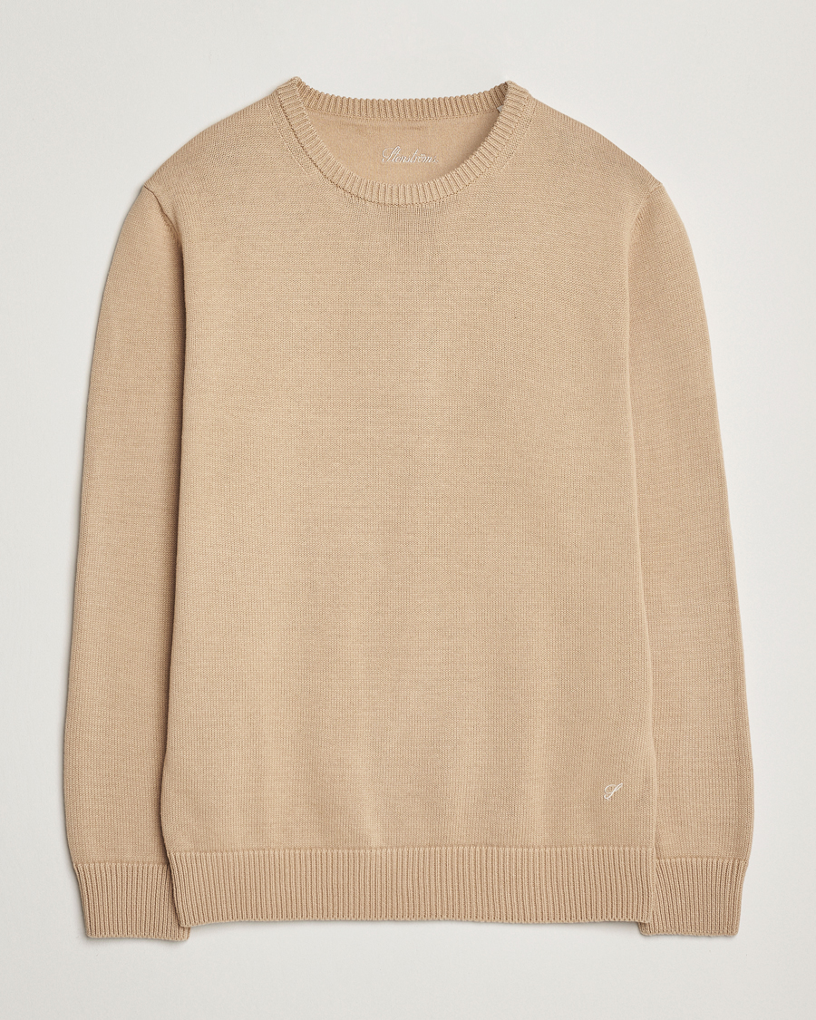 Herren | Pullover | Stenströms | Organic Cotton Knitted Sweater Beige