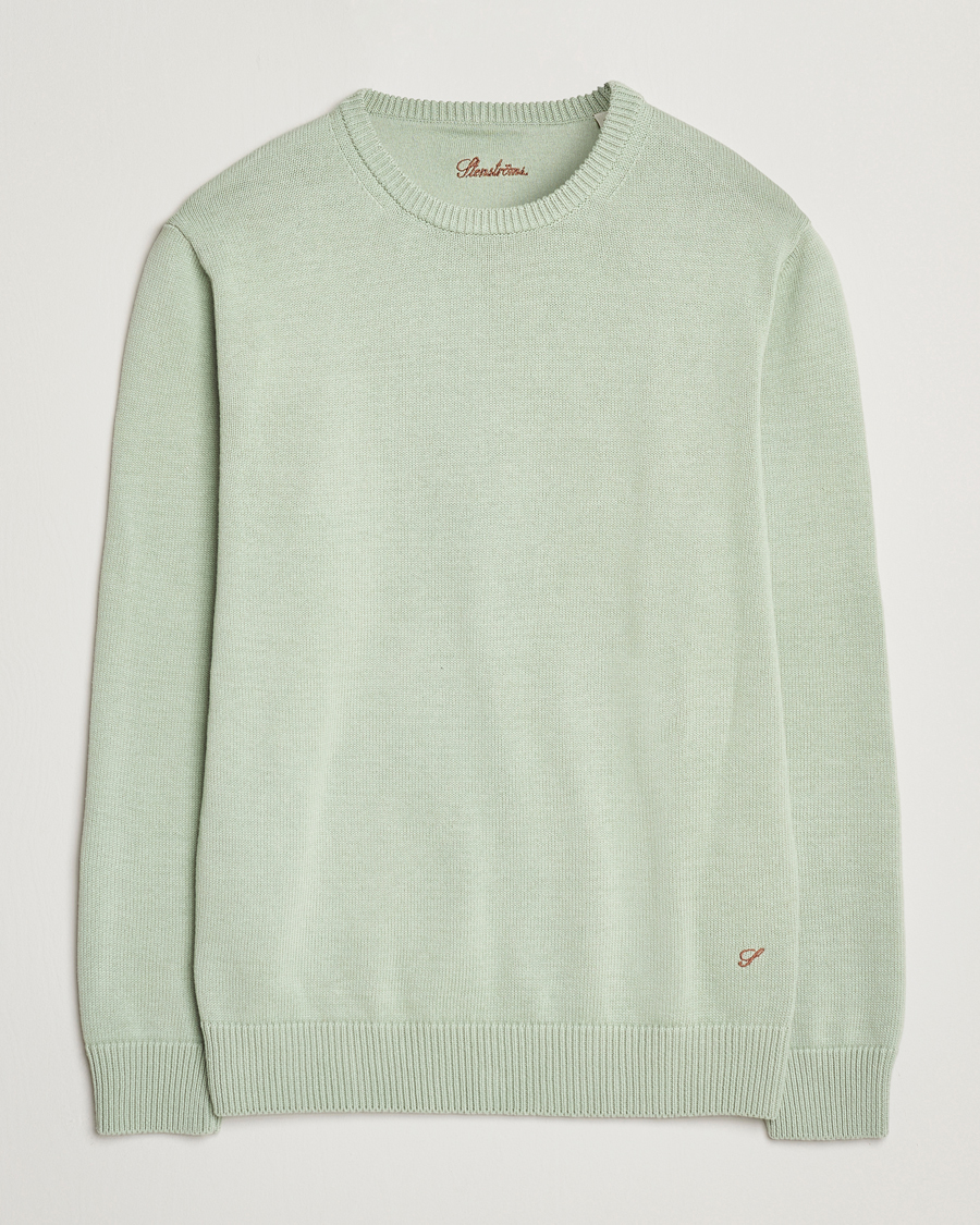Herren | Pullover | Stenströms | Organic Cotton Knitted Sweater Mint Green