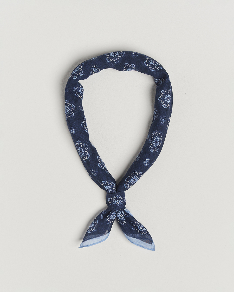Herren | Stenströms Printed Cotton Bandana Navy | Stenströms | Printed Cotton Bandana Navy
