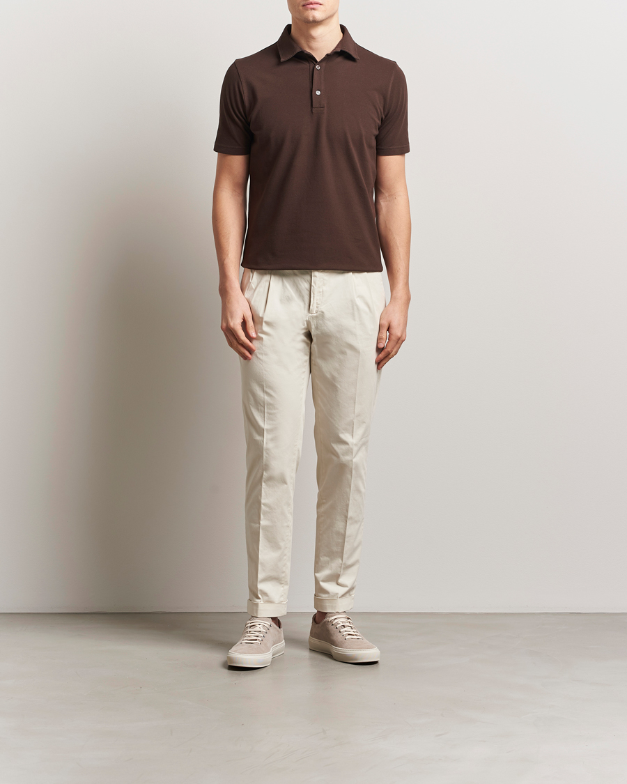 Herren | Poloshirts | Zanone | Soft Cotton Piquet Polo Dark Brown