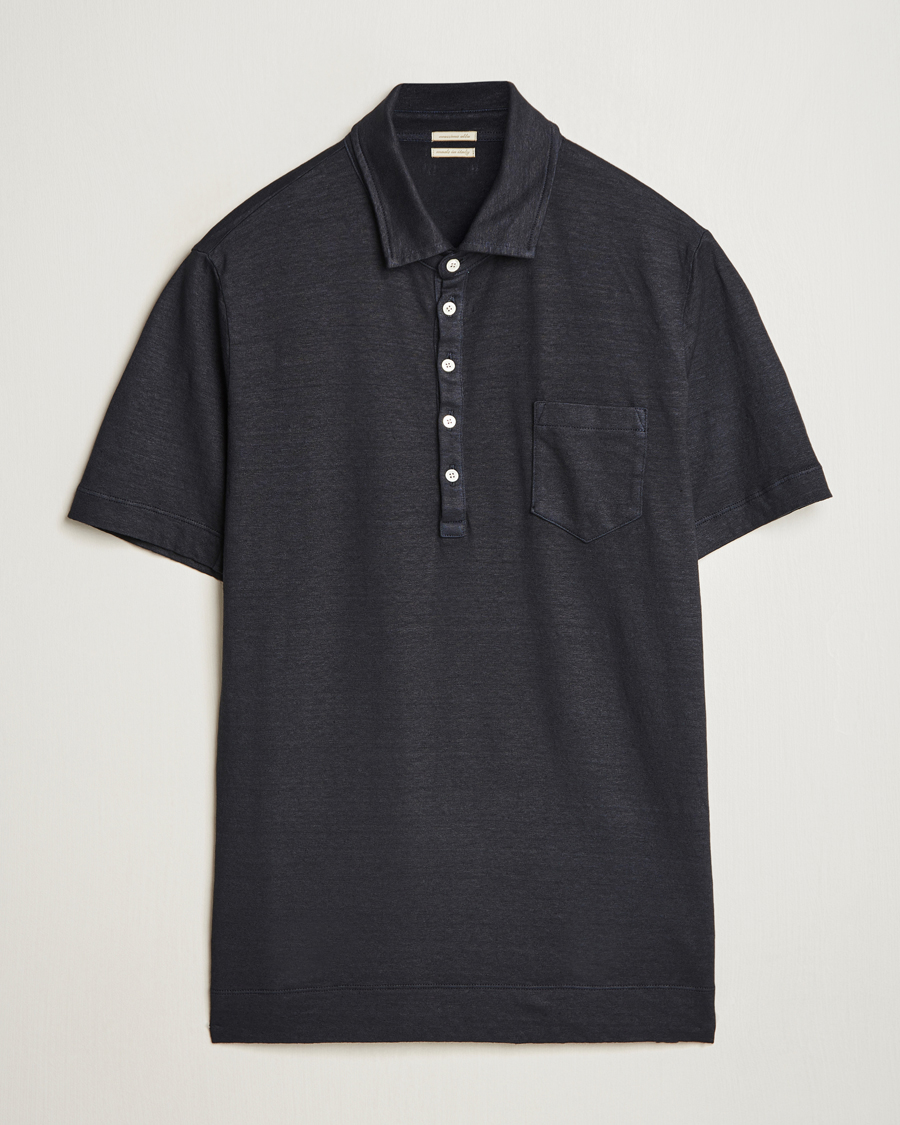 Herren | Poloshirts | Massimo Alba | Filicudi Cotton/Linen Polo Navy