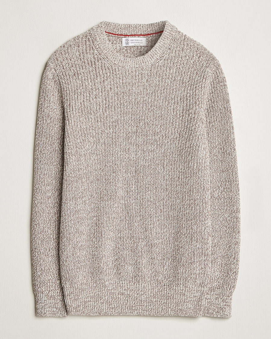 Herren | Pullover | Brunello Cucinelli | Melange Rib Sweater Beige
