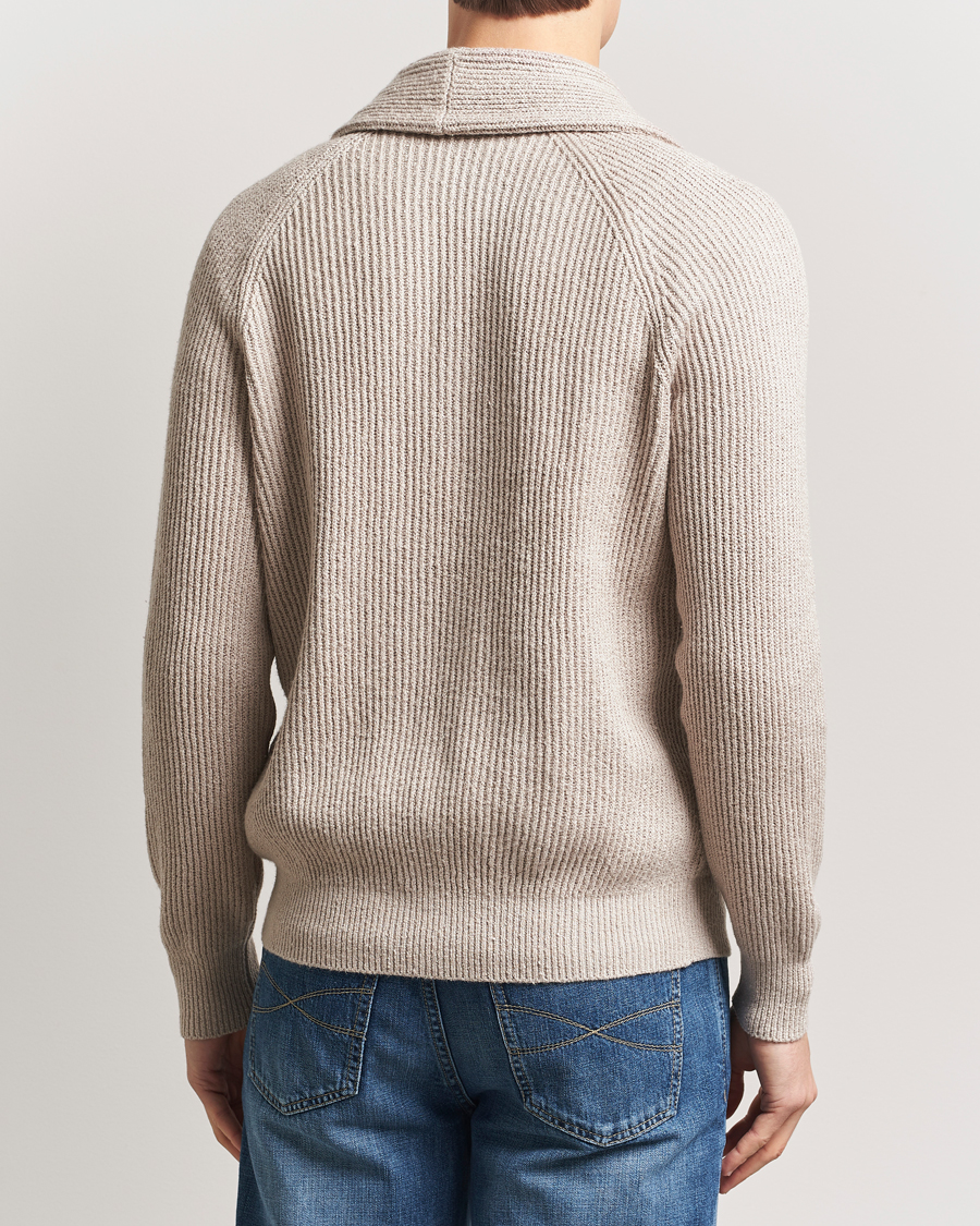 Herren | Pullover | Brunello Cucinelli | Heavy Rib Shawl Cardigan Beige