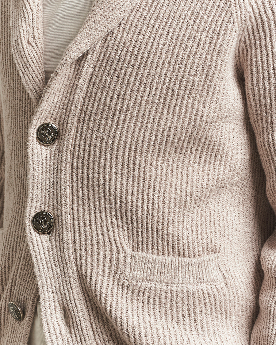 Herren | Pullover | Brunello Cucinelli | Heavy Rib Shawl Cardigan Beige