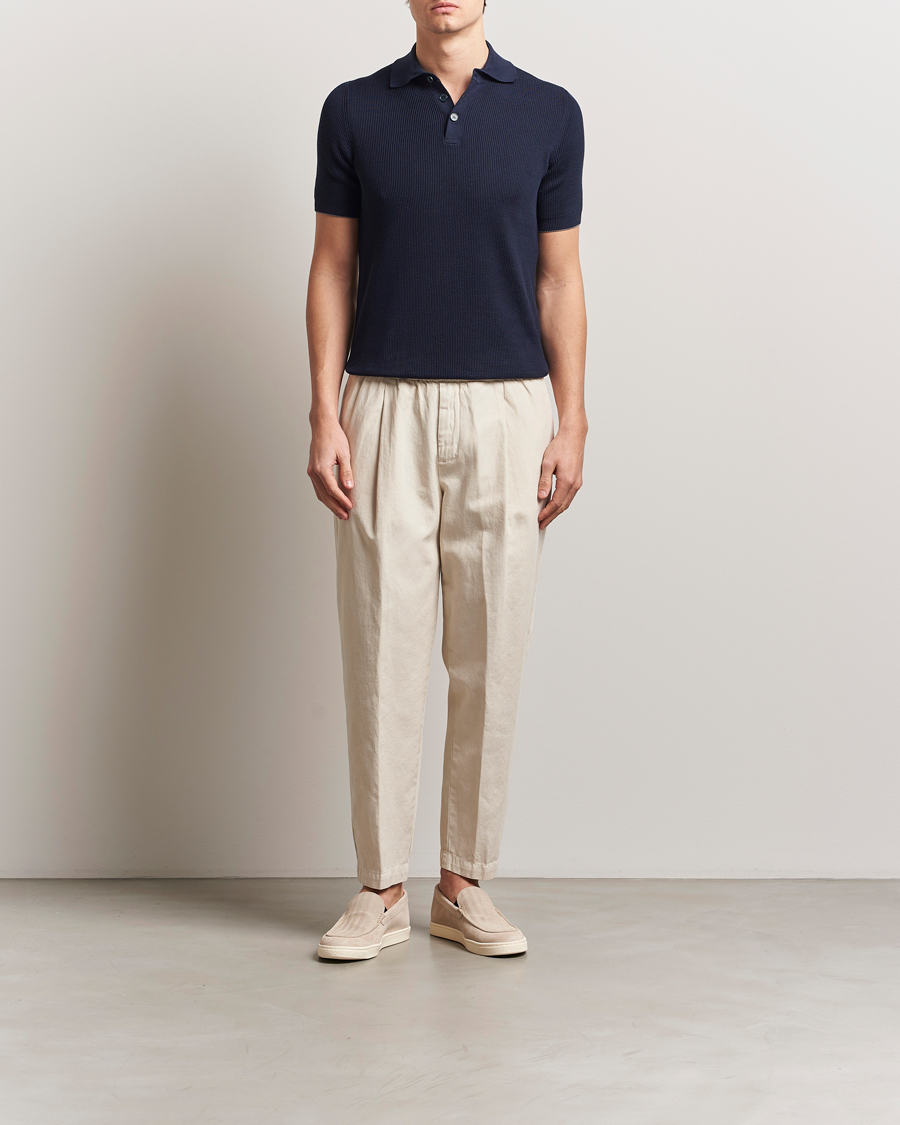Herren | Poloshirts | Brunello Cucinelli | Cotton Rib Knitted Polo Navy