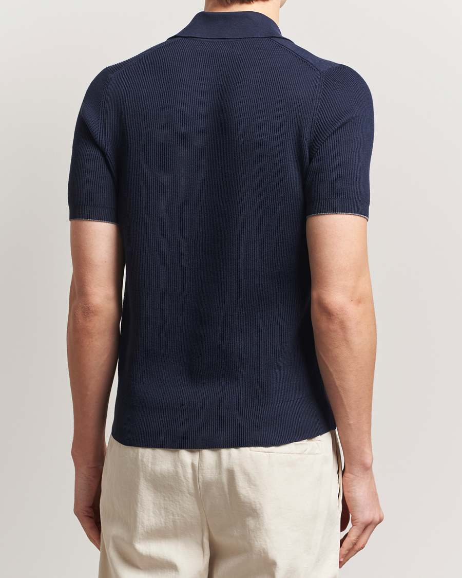 Herren | Poloshirts | Brunello Cucinelli | Cotton Rib Knitted Polo Navy