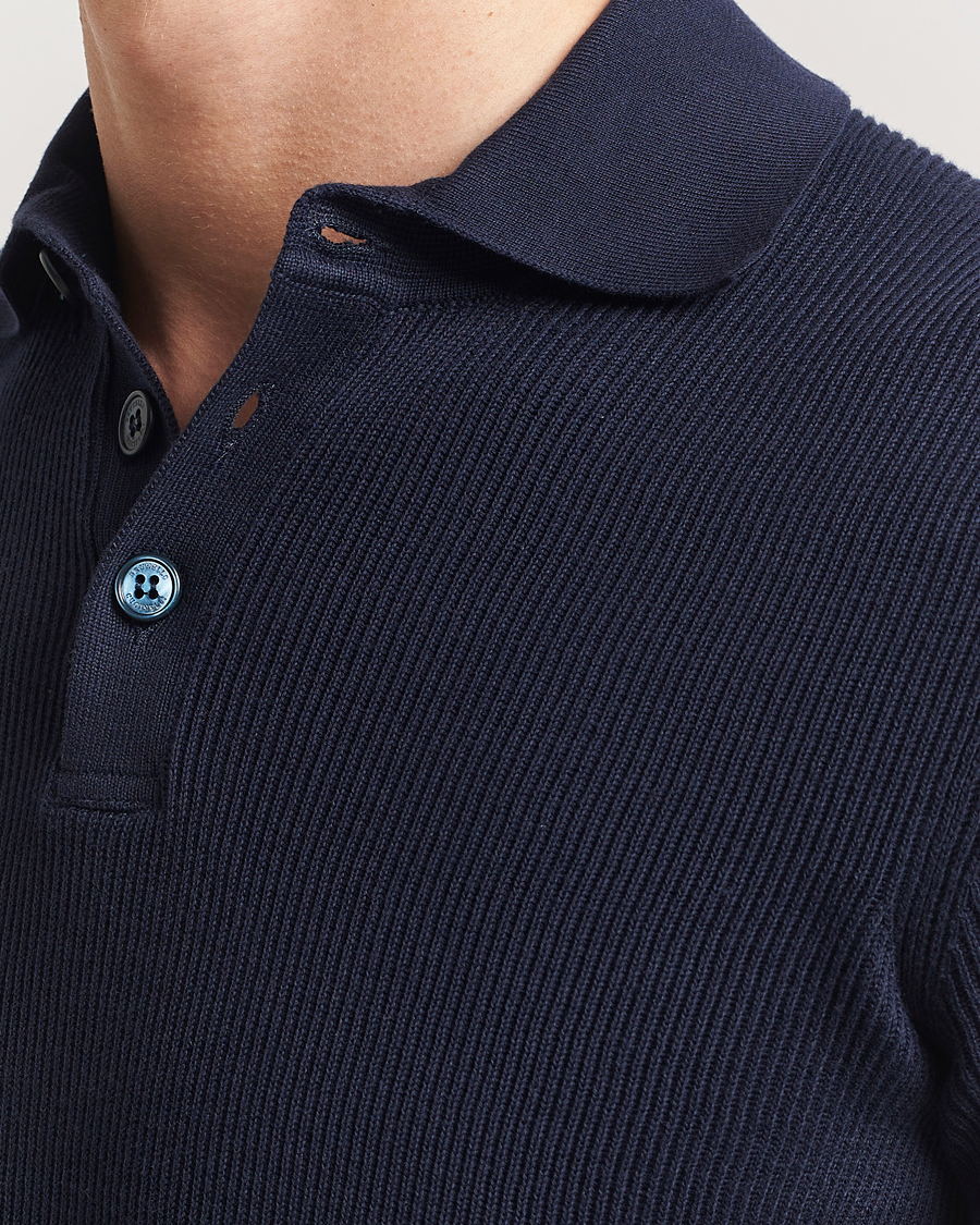 Herren | Poloshirts | Brunello Cucinelli | Cotton Rib Knitted Polo Navy