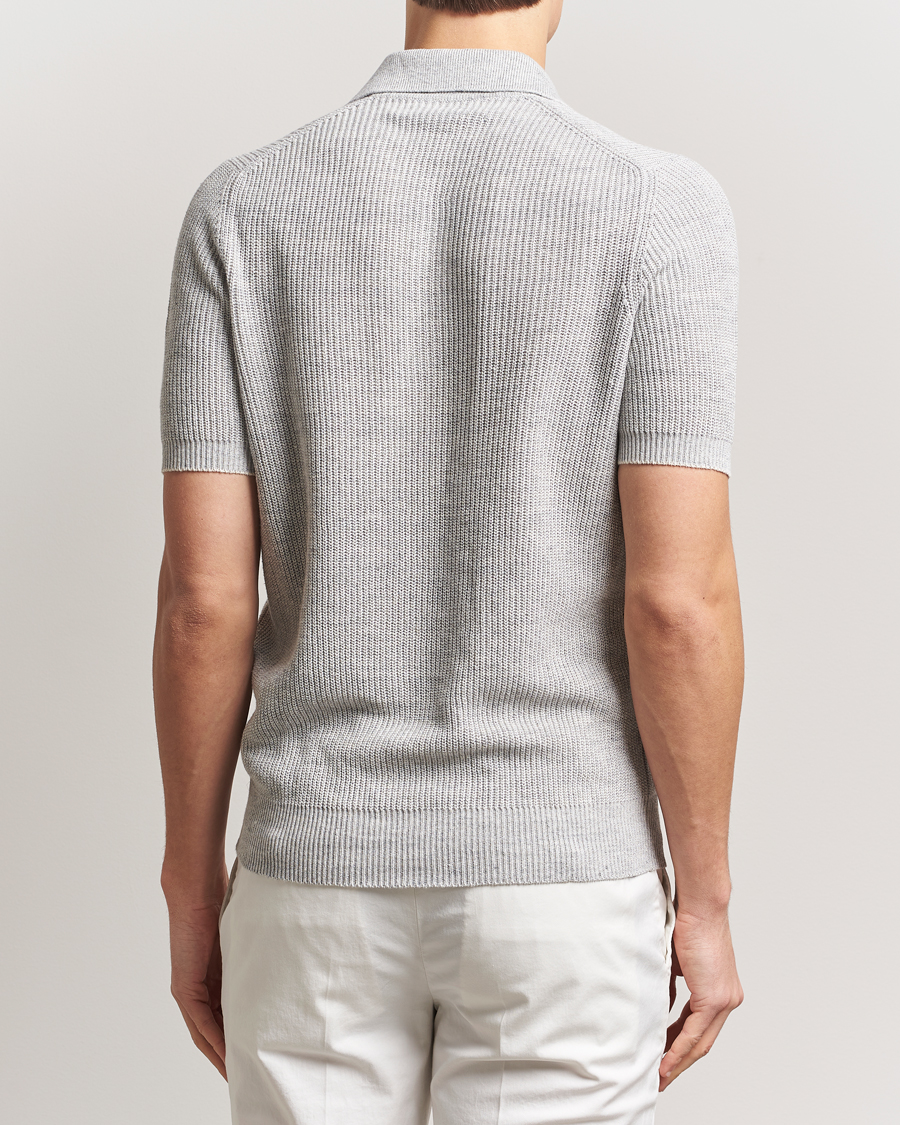 Herren | Poloshirts | Brunello Cucinelli | Linen Rib Knitted Polo Pearl Grey