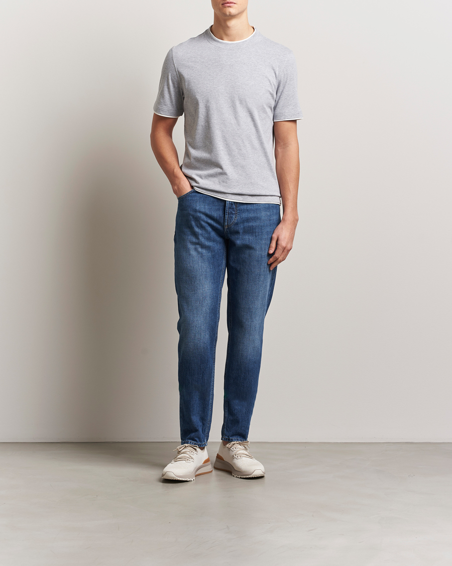 Herren | T-Shirts | Brunello Cucinelli | Short Sleeve Contrast T-Shirt Heather Grey