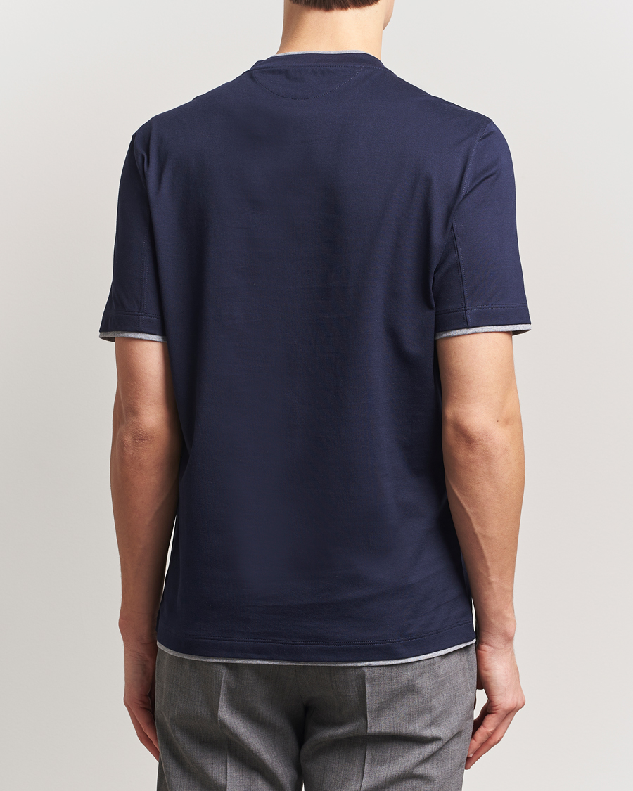 Herren | T-Shirts | Brunello Cucinelli | Short Sleeve Contrast T-Shirt Navy