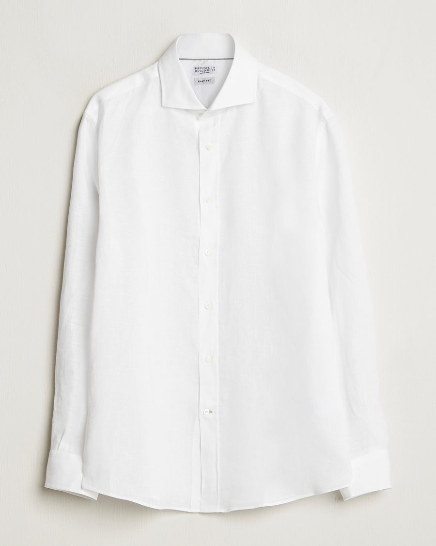 Herren | Hemden | Brunello Cucinelli | Easy Fit Linen Shirt White
