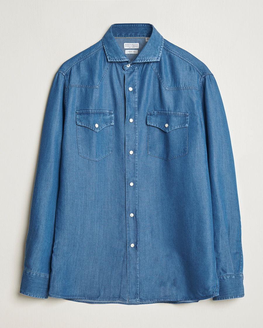 Herren | Hemden | Brunello Cucinelli | Denim Western Shirt Navy