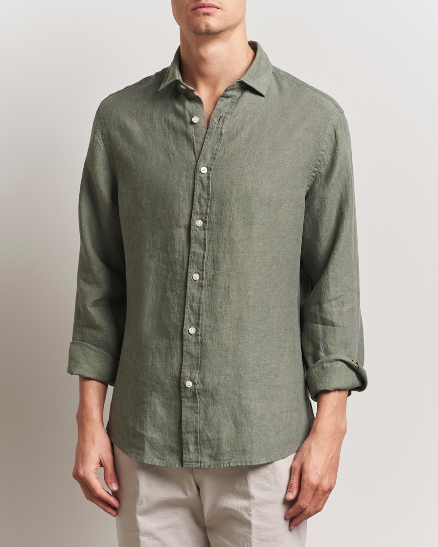 Herren | Hemden | Charles Tyrwhitt | Pure Linen Slim Fit Shirt Olive